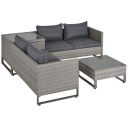 image-Outsunny 4 PCs Rattan Wicker Sofa Set Conservatory Furniture w/ Side Storage Box