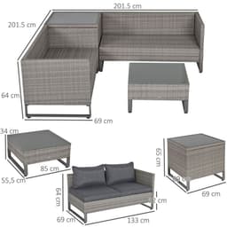 image-Outsunny 4 PCs Rattan Wicker Sofa Set Conservatory Furniture w/ Side Storage Box