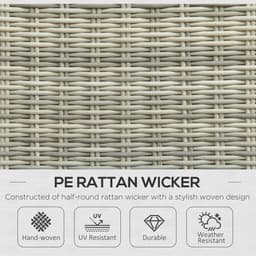 image-Outsunny Recliner Rattan Sun Lounger w/ Two-tier Table & Cushions, Mixed Grey