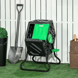 image-Outsunny 65L Garden Compost Bin, Barrel Rotating Composter with Steel Legs