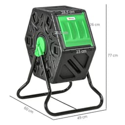 image-Outsunny 65L Garden Compost Bin, Barrel Rotating Composter with Steel Legs