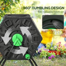 image-Outsunny 65L Garden Compost Bin, Barrel Rotating Composter with Steel Legs