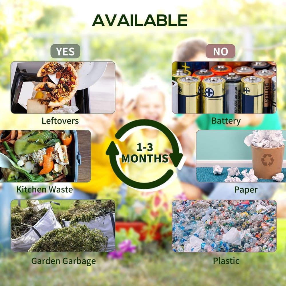 image-Outsunny 65L Garden Compost Bin, Barrel Rotating Composter with Steel Legs