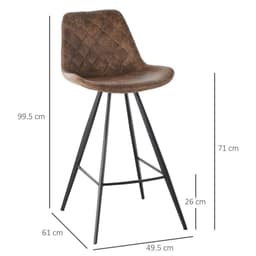 image-HOMCOM Set Of 2 Bar Stools Microfiber Cloth Tub Seats Padded Steel Brown