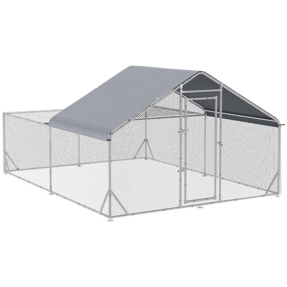 image-PawHut Walk-In Chicken Run, Hen House, for Ducks, Rabbits w/ Water-Resist Roof