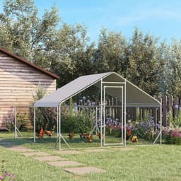image-PawHut Walk-In Chicken Run, Hen House, for Ducks, Rabbits w/ Water-Resist Roof