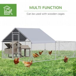 image-PawHut Walk-In Chicken Run, Hen House, for Ducks, Rabbits w/ Water-Resist Roof