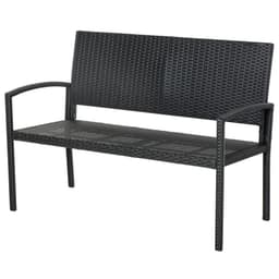image-Outsunny Patio Rattan 2 Seater Garden Bench Love Seater Garden Armchair Black