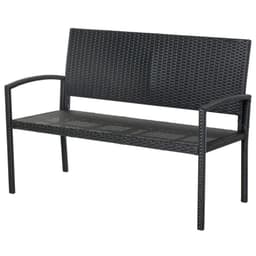 image-Outsunny Patio Rattan 2 Seater Garden Bench Love Seater Garden Armchair Black