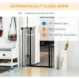 image-PawHut Extra Tall Dog Gate with Cat Door Auto Close for Stairs 74-101 cm Wide