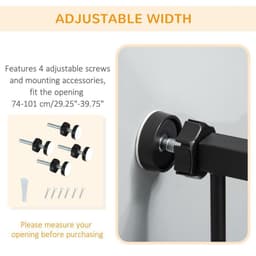 image-PawHut Extra Tall Dog Gate with Cat Door Auto Close for Stairs 74-101 cm Wide