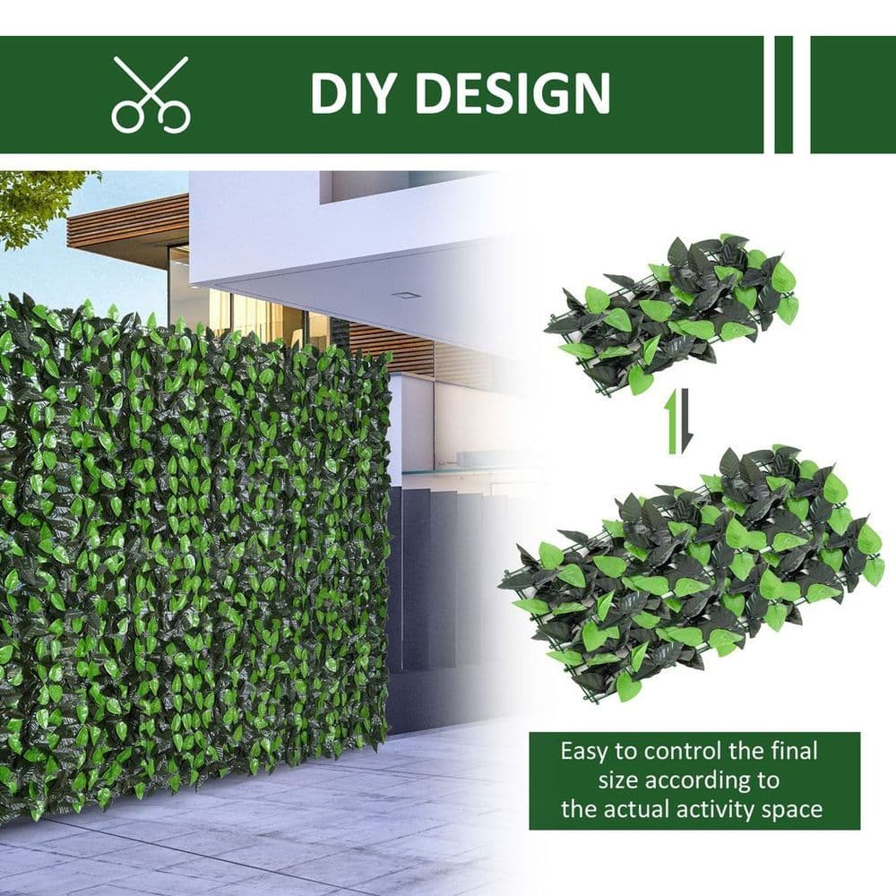 image-Outsunny Artificial Leaf Hedge Screen Privacy Fence Panel for Garden 3Mx1M