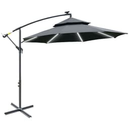 image-Outsunny 3(m) Cantilever Parasol Hanging Banana Umbrella w/ lights, Black