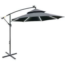 image-Outsunny 3(m) Cantilever Parasol Hanging Banana Umbrella w/ lights, Black