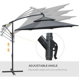 image-Outsunny 3(m) Cantilever Parasol Hanging Banana Umbrella w/ lights, Black