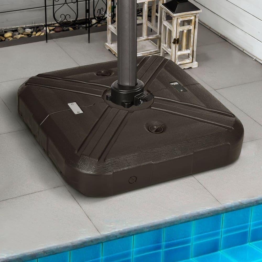 image-Outsunny Fillable Cantilever Parasol Base Weights with Steel Cross Base & Wheels