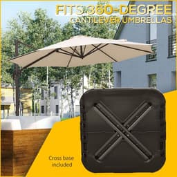 image-Outsunny Fillable Cantilever Parasol Base Weights with Steel Cross Base & Wheels