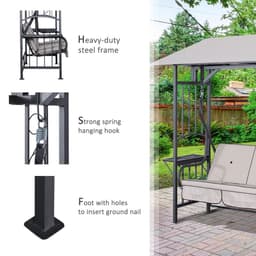 image-Outsunny Outdoor Garden 2 Seater Canopy Swing Seat Porch Loveseat Hammock Chair