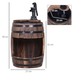 image-Outsunny Wood Barrel Pump Garden Fountain Water Feature Flower Planter Stand New