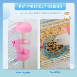 image-PawHut Hamster Cage with Tubes, Gerbilarium Cage w/ Detachable Bottom, Ramps