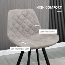 image-HOMCOM Set Of 2 Bar Stools Vintage Microfiber Cloth Tub Seats Padded Steel Grey