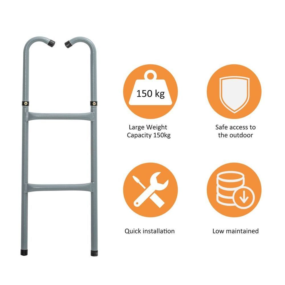 image-HOMCOM Trampoline Ladder Galvanized Steel Climbing Suitable for 6FT 10FT Jumper