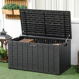 image-Outsunny 336 Litre Rolling Outdoor Garden Storage Box, Plastic Container, Black