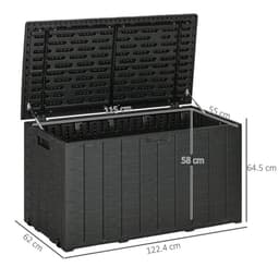 image-Outsunny 336 Litre Rolling Outdoor Garden Storage Box, Plastic Container, Black
