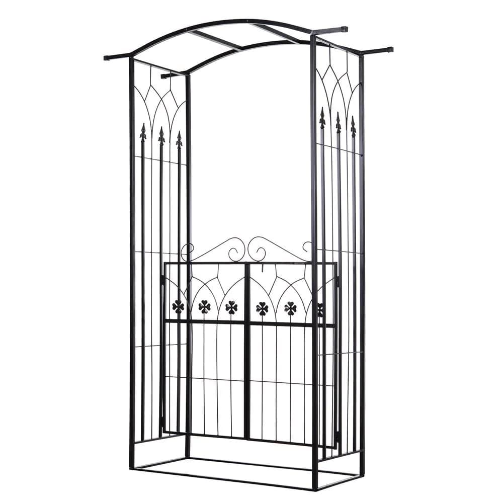 image-Outsunny Garden Entrance Arch Bench Outdoor Patio Rose Trellis Climbing Plant