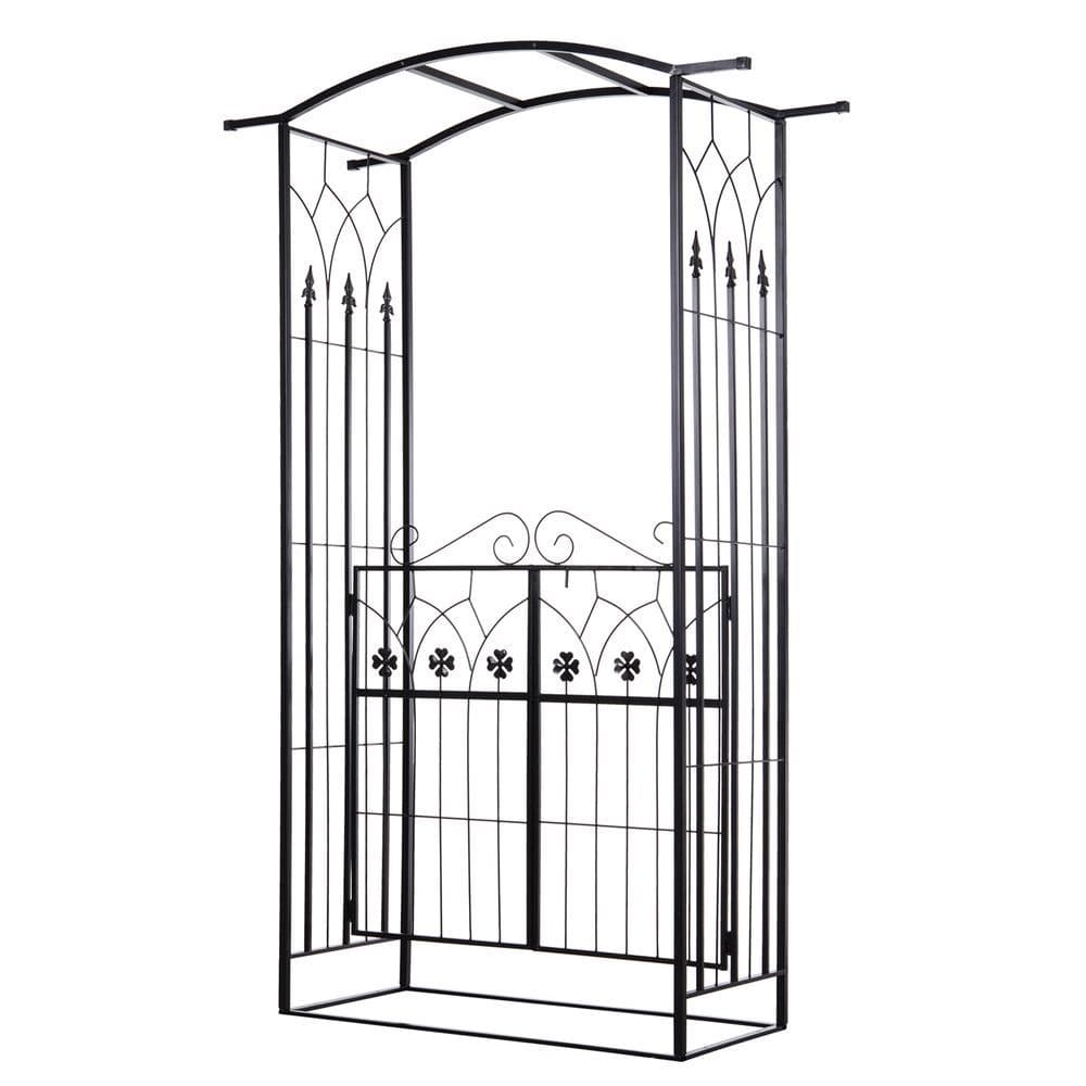 image-Outsunny Garden Entrance Arch Bench Outdoor Patio Rose Trellis Climbing Plant