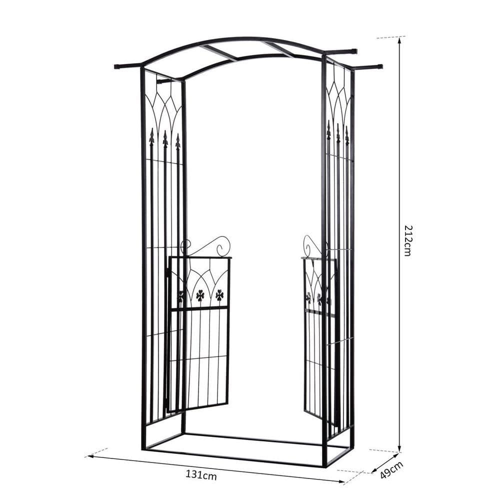 image-Outsunny Garden Entrance Arch Bench Outdoor Patio Rose Trellis Climbing Plant