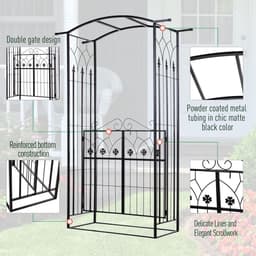 image-Outsunny Garden Entrance Arch Bench Outdoor Patio Rose Trellis Climbing Plant