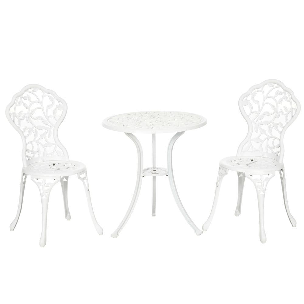 image-Outsunny Aluminium Bistro Set Garden Coffee Table Chair Outdoor Dining Set