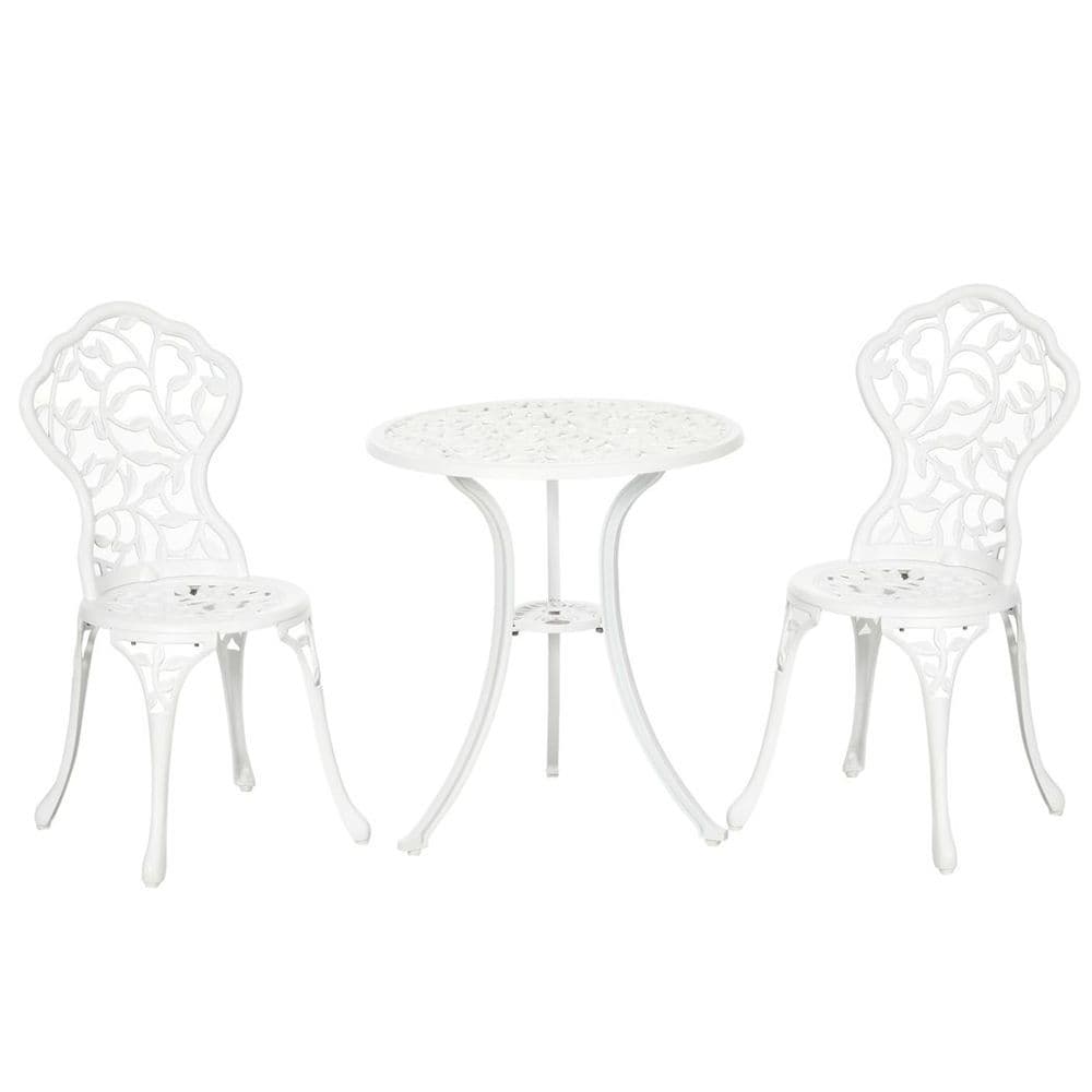 image-Outsunny Aluminium Bistro Set Garden Coffee Table Chair Outdoor Dining Set