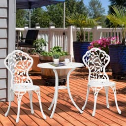 image-Outsunny Aluminium Bistro Set Garden Coffee Table Chair Outdoor Dining Set