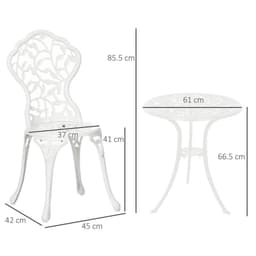 image-Outsunny Aluminium Bistro Set Garden Coffee Table Chair Outdoor Dining Set