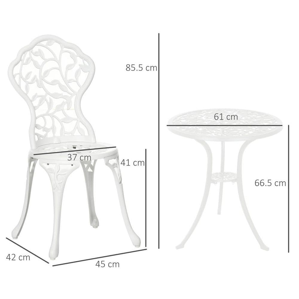 image-Outsunny Aluminium Bistro Set Garden Coffee Table Chair Outdoor Dining Set