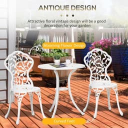 image-Outsunny Aluminium Bistro Set Garden Coffee Table Chair Outdoor Dining Set