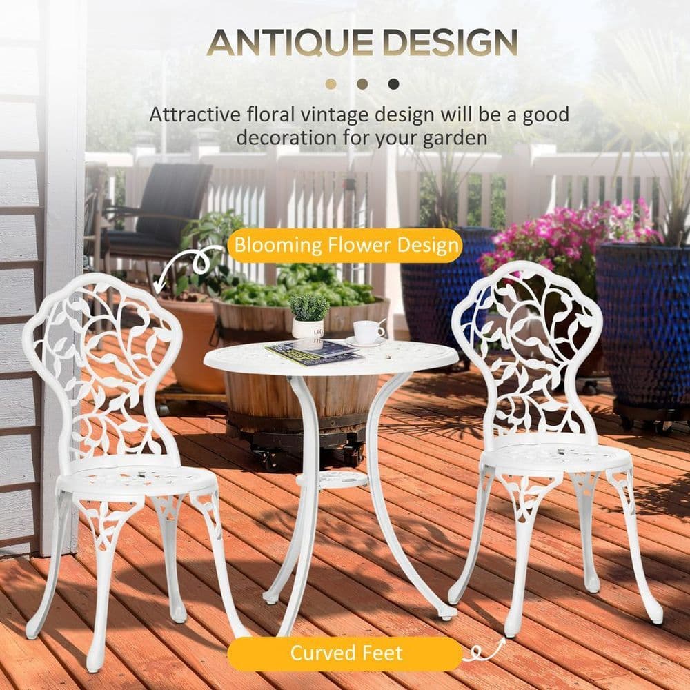 image-Outsunny Aluminium Bistro Set Garden Coffee Table Chair Outdoor Dining Set