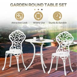 image-Outsunny Aluminium Bistro Set Garden Coffee Table Chair Outdoor Dining Set