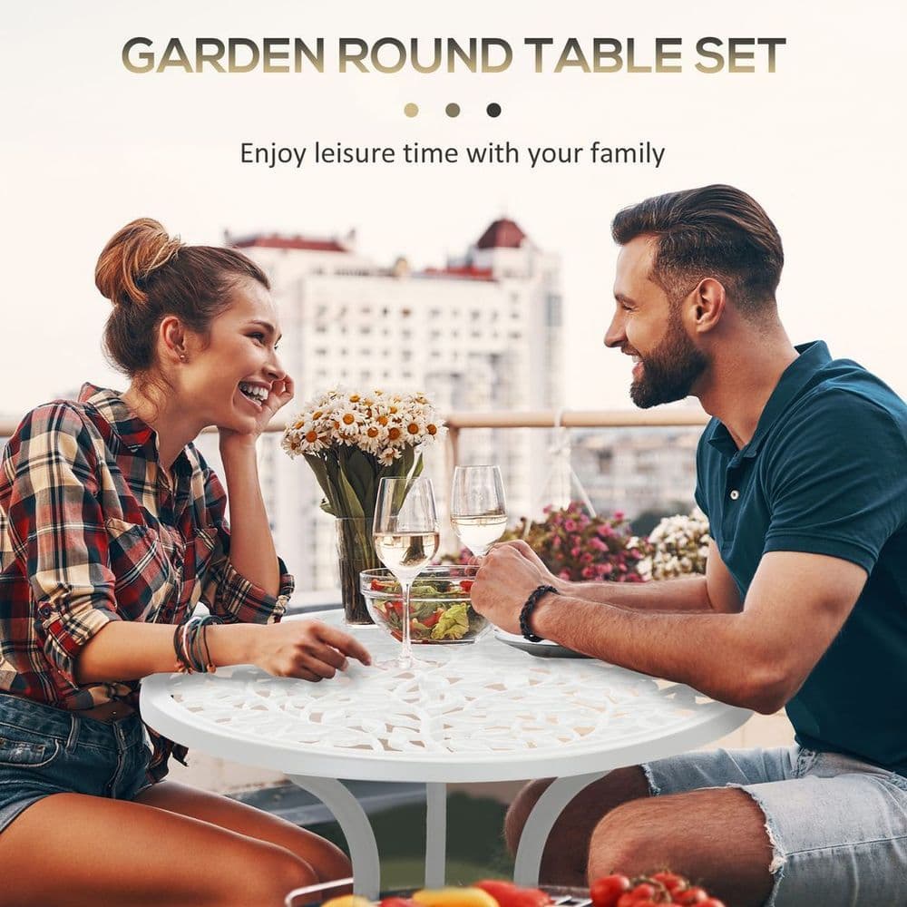 image-Outsunny Aluminium Bistro Set Garden Coffee Table Chair Outdoor Dining Set