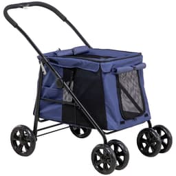 image-PawHut One-click Foldable Pet Stroller w/ Mesh Windows, for Small Pets - Blue