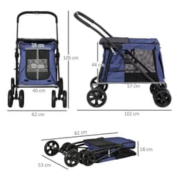 image-PawHut One-click Foldable Pet Stroller w/ Mesh Windows, for Small Pets - Blue