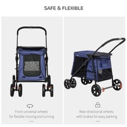image-PawHut One-click Foldable Pet Stroller w/ Mesh Windows, for Small Pets - Blue