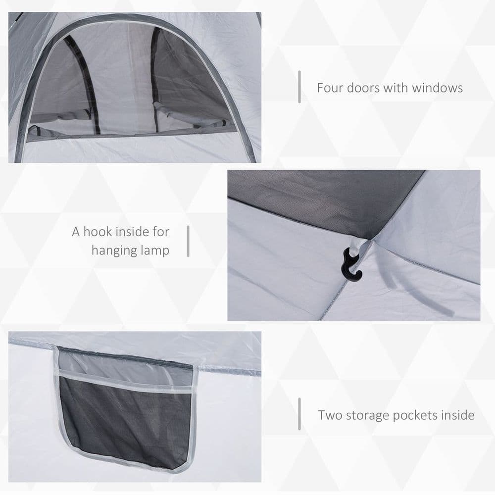 image-Outsunny Four Man Pop Up Tent Automatic Camping Backpacking Dome Shelter, Green
