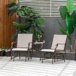 image-Outsunny Double Glider Companion Rocking Chairs Loveseat Garden Table Beige