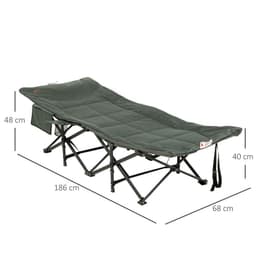 image-Outsunny Camping Bed w/ Carry Bag, Magazine Bag & Cup Holder, Grey