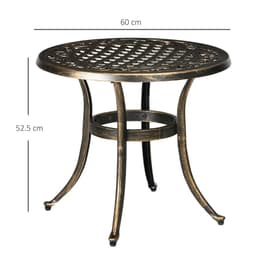 image-Outsunny 60cm Round Hollow Top Design Side Table with Cast Aluminum Frame