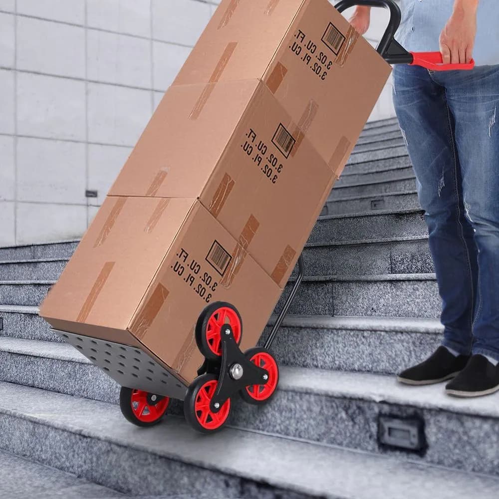 image-DURHAND Climbing Stairs Trolley Hand Trucks 6-Wheels Foldable Load Cart Steel