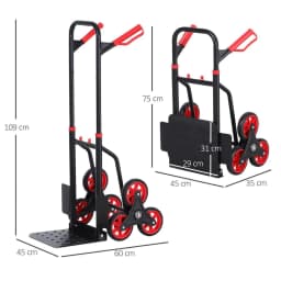 image-DURHAND Climbing Stairs Trolley Hand Trucks 6-Wheels Foldable Load Cart Steel